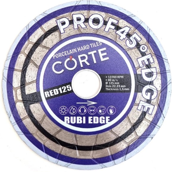 Диск алмазный CORTE для УШМ 22.2 мм, 125x1.6x25 мм RUBI EDGE RED125 Диск алмазный CORTE для УШМ 22.2 мм, 125x1.6x25 мм RUBI EDGE RED125