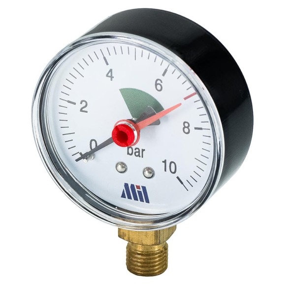 Манометр вертикальный Millennium 1/4" (50/10 бар) MVML141050