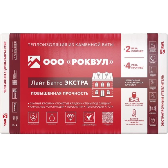 Утеплитель RWL РОКВУЛ ЛАЙТ БАТТС ЭКСТРА 1000x600x50 ГП-315200