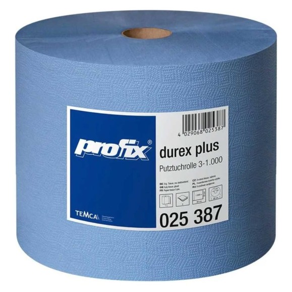 Бумажный протирочный материал Temca PROFIX DUREX PLUS 1 рулон (3 слоя, 1000 листов в рулоне, лист 36x33 см, синий, 360 м) 025387-01 Бумажный протирочный материал Temca PROFIX DUREX PLUS 1 рулон (3 слоя, 1000 листов в рулоне, лист 36x33 см, синий, 360 м) 025387-01