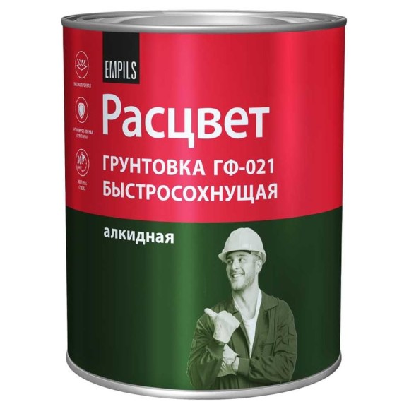 Быстросохнущая грунтовка Расцвет ГФ-021 серая, 1 кг 73565