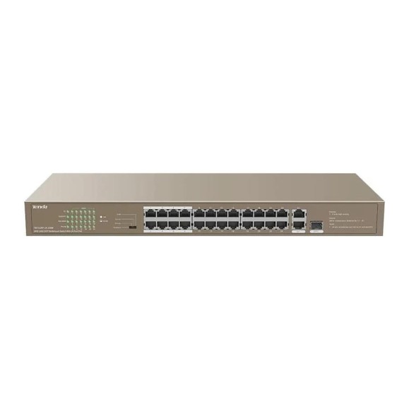 Коммутатор Tenda TEF1126P-24-250W неуправляемый PoE, 26 портов, 26x1 Гбит/с, PoE 24x30 Вт (до 370Вт), SFP 2x1 Гбит/с, установка в стойку 10000105472 Коммутатор Tenda TEF1126P-24-250W неуправляемый PoE, 26 портов, 26x1 Гбит/с, PoE 24x30 Вт (до 370Вт), SFP 2x1 Гбит/с, установка в стойку 10000105472