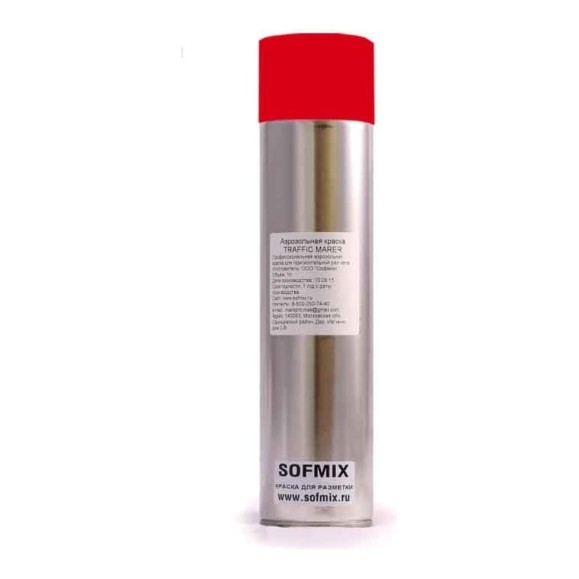 Аэрозольная краска для разметки SOFMIX TRAFFIC MARKER красная, 1 л 510403