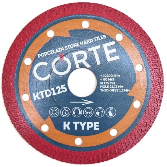 Диск алмазный CORTE K TYPE для УШМ 22.2 мм, 125x1.2x10 мм KTD125 Диск алмазный CORTE K TYPE для УШМ 22.2 мм, 125x1.2x10 мм KTD125