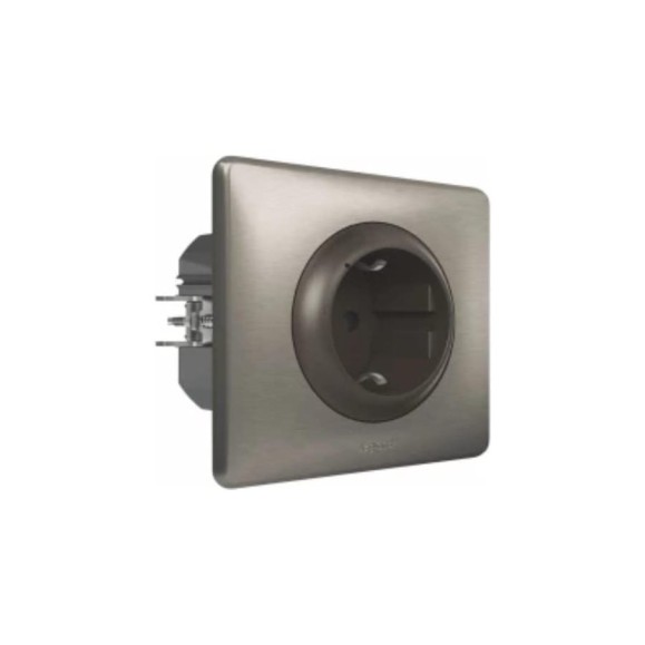 Умная розетка Legrand Celiane with NETATMO, 2К+З 16А 230В, Цвет Графит, Рамка Вольфрам, 64838