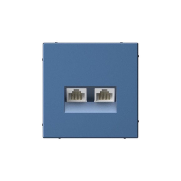 Розетка двойная компьютерная Systeme Electric ARTGALLERY RJ45+RJ45, кат. 5е, механизм, АКВАМАРИН GAL001185