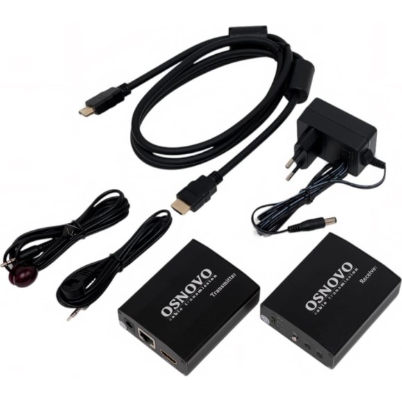 Комплект для передачи HDMI OSNOVO TA-HiP+RA-HiP ИК управления и питания по кабелю витой пары (HDBaseT). sct1466