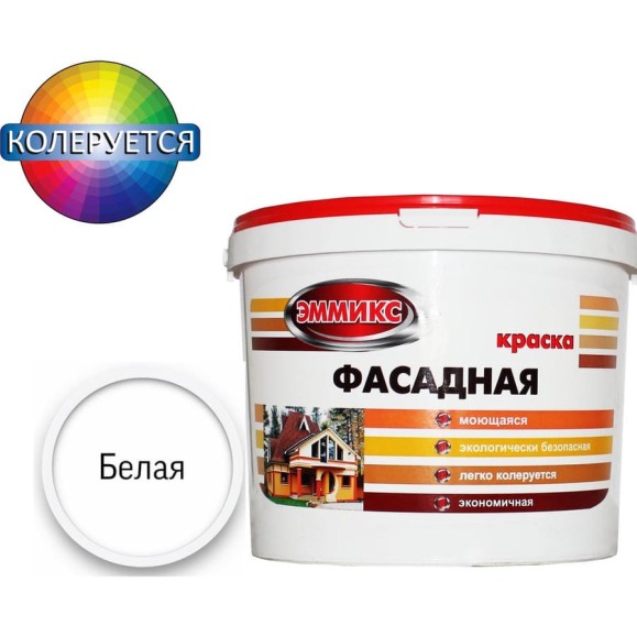 Фасадная краска для наружных работ по дереву Эммикс матовая, белая, 25 кг 4690417047277 Фасадная краска для наружных работ по дереву Эммикс матовая, белая, 25 кг 4690417047277