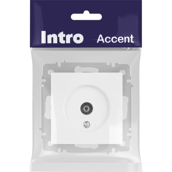 Розетка Intro Accent 630101М TV одиночная, IP20, СУ, белый матовый Б0063603