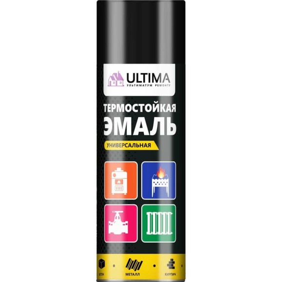 Эмаль аэрозольная ULTIMA (К), ТЕРМОСТОЙКАЯ черный, RAL 9005, 520 мл, ULT_T9005 Эмаль аэрозольная ULTIMA (К), ТЕРМОСТОЙКАЯ черный, RAL 9005, 520 мл, ULT_T9005