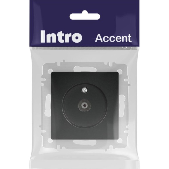 Розетка Intro Accent 630105 TV одиночная, IP20, СУ, антрацит Б0063611