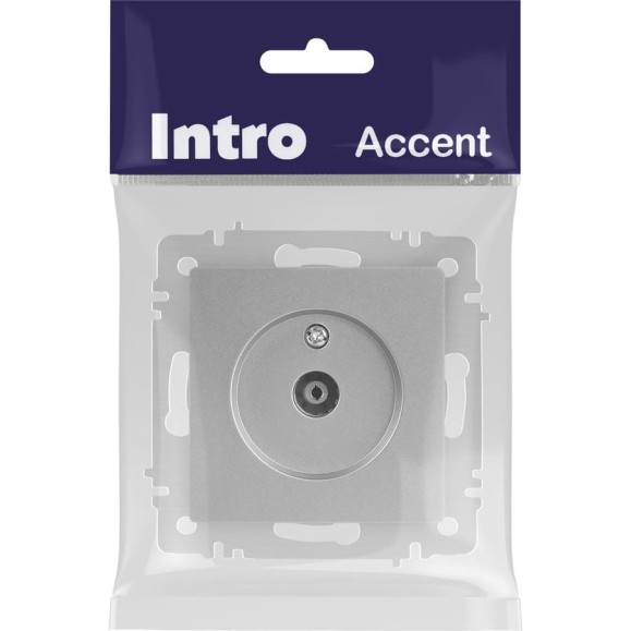 Розетка Intro Accent 630103 TV одиночная, IP20, СУ, алюминий Б0063607