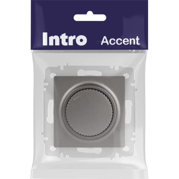 Светорегулятор Intro Accent 640109 поворотный, 600Вт 230В, IP20, СУ, титан Б0063685 Светорегулятор Intro Accent 640109 поворотный, 600Вт 230В, IP20, СУ, титан Б0063685