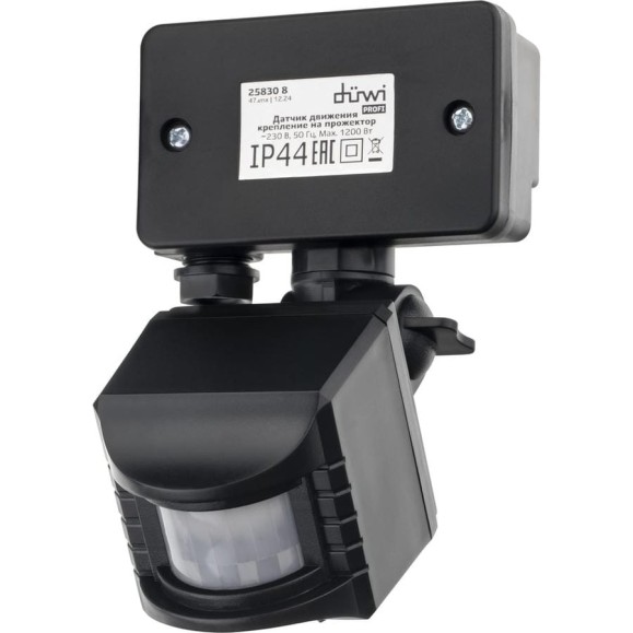 Датчик движения интегрируемый для прожектора duwi DDF-01, 180°, 10-420с, 12м, 1200Вт, IP44, черный, 25830 8