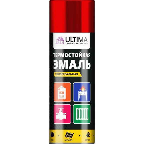 Эмаль аэрозольная ULTIMA ТЕРМОСТОЙКАЯ красный, 520 мл, ULT_T002 Эмаль аэрозольная ULTIMA ТЕРМОСТОЙКАЯ красный, 520 мл, ULT_T002