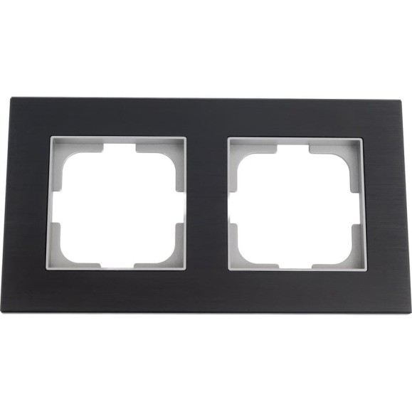 Рамка 2-местная Ovivo PRIME ELEMENTS ALUMINIUM, черный/серебро 403-500020-226 Рамка 2-местная Ovivo PRIME ELEMENTS ALUMINIUM, черный/серебро 403-500020-226