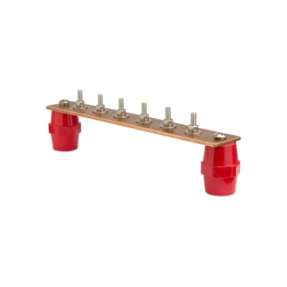 Шина ДМЗ ГЗШ170x25x4, 6хМ6, медная, с изоляторами ДМЗ.170.25.4.6-М6 Шина ДМЗ ГЗШ170x25x4, 6хМ6, медная, с изоляторами ДМЗ.170.25.4.6-М6