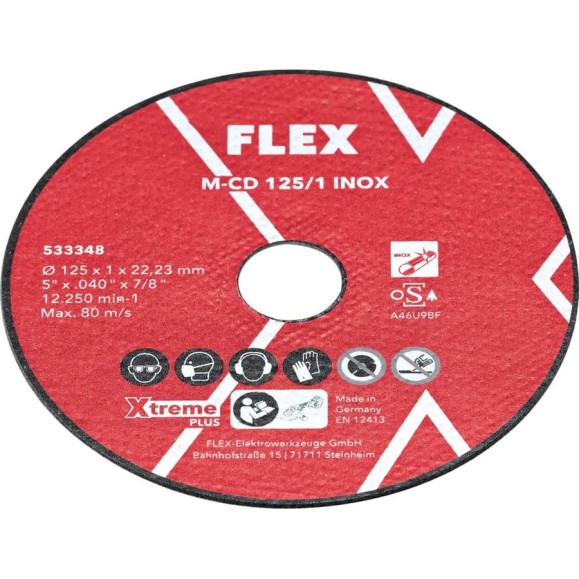 Набор отрезных дисков FLEX M-CD 125/1 INOX 10VE 125 мм для УШМ (10 шт. в упак.) 533348 Набор отрезных дисков FLEX M-CD 125/1 INOX 10VE 125 мм для УШМ (10 шт. в упак.) 533348
