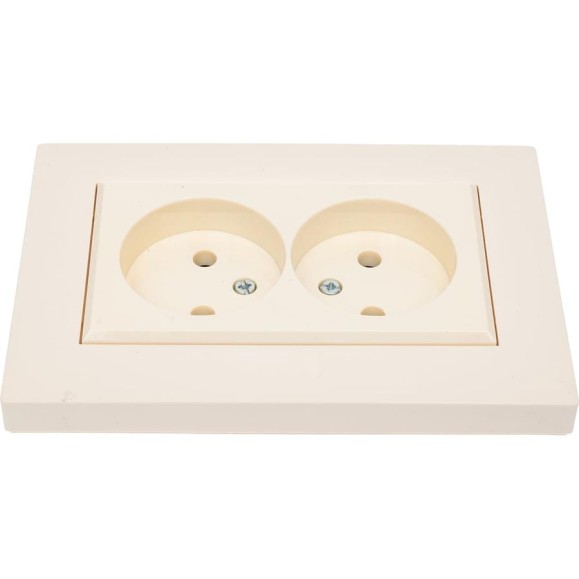 Розетка MAKEL 2-я без заземления СП KAREA RIZZ 16А IP20 крем. 88010017