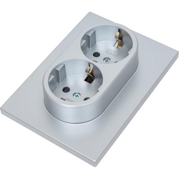 Механизм розетки GUSI Electric GUSI UGRA 2-ой с/з с з/ш, скрытая установка, 16А, 250В Цвет серебро C11Р6-004