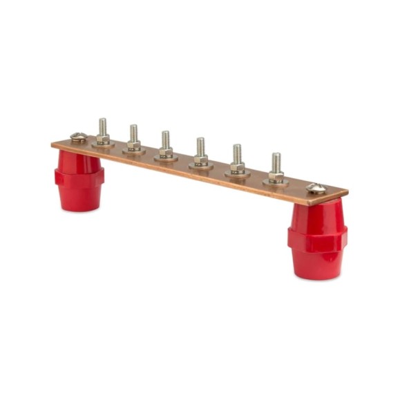Шина ДМЗ ГЗШ240x20x3, 6хМ6, медная, с изоляторами ДМЗ.240.20.3.6-М6 Шина ДМЗ ГЗШ240x20x3, 6хМ6, медная, с изоляторами ДМЗ.240.20.3.6-М6
