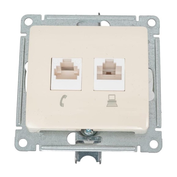 Механизм розетки Systeme Electric телеф.+комп. 2-м RJ11+RJ45 GLOSSA беж. SchE GSL000285 Механизм розетки Systeme Electric телеф.+комп. 2-м RJ11+RJ45 GLOSSA беж. SchE GSL000285