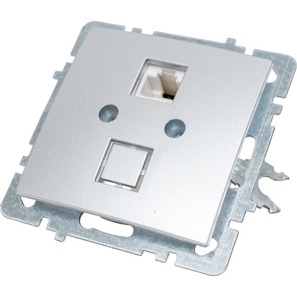 Механизм 1-местной компьютерной розетки Nilson СУ, RJ45 САТ6, TOURAN-ALEGRA-THOR, metallic, серебро 24130445