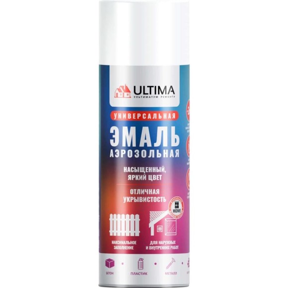 Аэрозольная краска ULTIMA RAL 9003 белый глянцевый, универсальная 520 мл ULT009 Аэрозольная краска ULTIMA RAL 9003 белый глянцевый, универсальная 520 мл ULT009