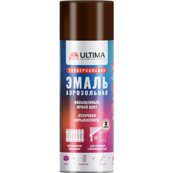 Аэрозольная краска ULTIMA RAL 8017 ШОКОЛАДНО-КОРИЧНЕВЫЙ универсальная 520 мл ULT034 Аэрозольная краска ULTIMA RAL 8017 ШОКОЛАДНО-КОРИЧНЕВЫЙ универсальная 520 мл ULT034