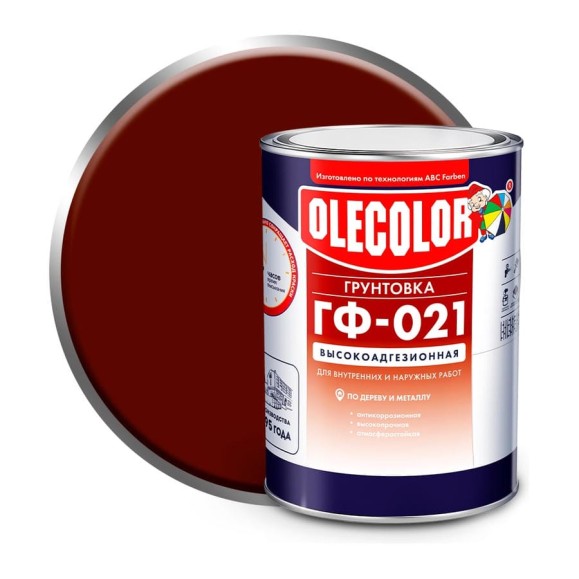 Грунтовка OLECOLOR ГФ-021 красно-коричневый, 1 кг 4300003707 Грунтовка OLECOLOR ГФ-021 красно-коричневый, 1 кг 4300003707