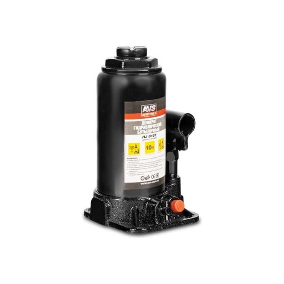Домкрат гидравлический AVS HJ-B10T, 10т, 200-405 мм, с клапаном (сумка, ремкомплект) A07087S