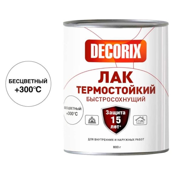 Лак термостойкий DECORIX +300С банка 0,8 кг, бесцветный 0753-05 DX