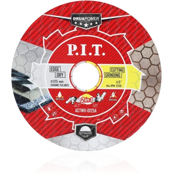 Диск алмазный P.I.T. 2в1 серия DRUA 125x22,2x1,6мм, сухой/мокрый рез, резка+шлифовка ACTW11-0125A Диск алмазный P.I.T. 2в1 серия DRUA 125x22,2x1,6мм, сухой/мокрый рез, резка+шлифовка ACTW11-0125A