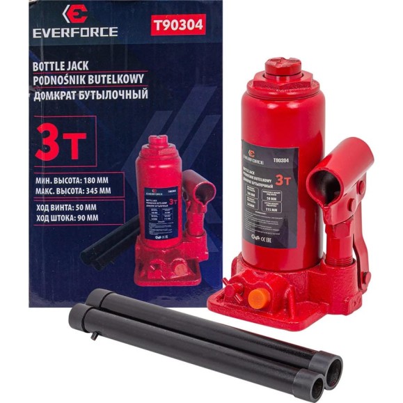Бутылочный домкрат EVERFORCE 3т EF-T90304(52650)
