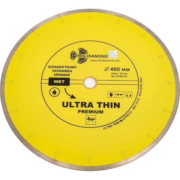 Диск алмазный отрезной TRIO-DIAMOND сплошной ультратонкий 400x32 Ultra Thin Premium UTW510