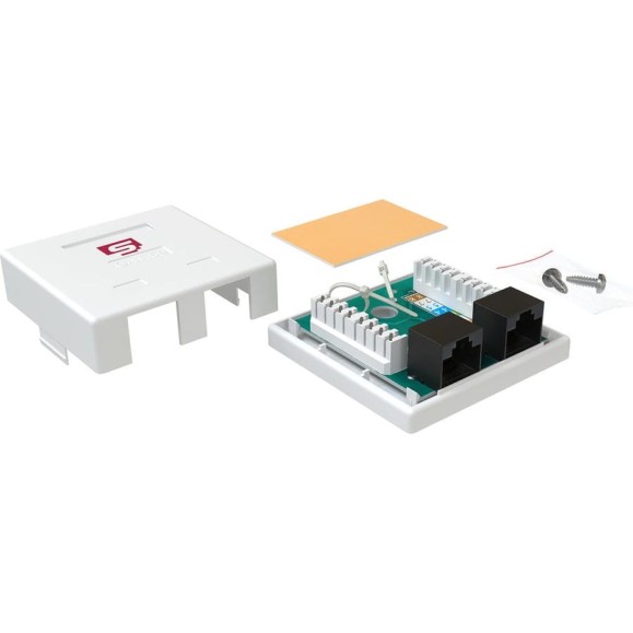 Розетка компьютерная RJ-45 SYSMATRIX категория 5e неэкранированная двойная внешняя Dual IDC цвет белый ( 3шт, в упаковке ) SB 25EU,WH,VI3 SB 25EU.WH.VI3