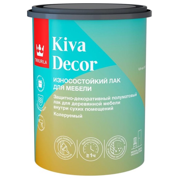 Лак акрилатный Tikkurila KIVA DECOR EP п/мат, 0,9 л 700014237 Лак акрилатный Tikkurila KIVA DECOR EP п/мат, 0,9 л 700014237