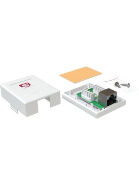 Розетка компьютерная SYSMATRIX RJ-45, категория 5e, экранированная, одинарная, внешняя, Dual IDC, цвет белый, 3 шт. в упаковке SB 15ES,WH,VI3