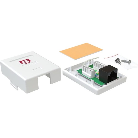 Розетка компьютерная SYSMATRIX RJ-45, категория 5e, неэкранированная, одинарная, внешняя, Dual IDC, цвет белый, 3шт. в упаковке SB 15EU.WH.VI3