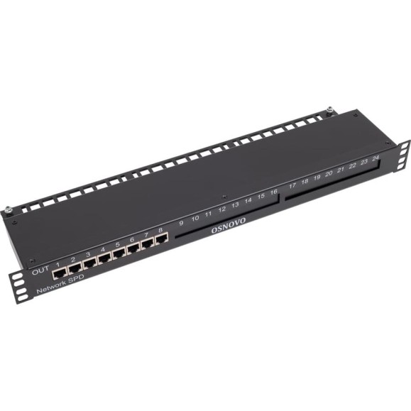 Устройство грозозащиты для локальной вычислительной сети OSNOVO SP-IP8/1000R (скорость до 1000 Мбит/с) на 8 портов sct1485 Устройство грозозащиты для локальной вычислительной сети OSNOVO SP-IP8/1000R (скорость до 1000 Мбит/с) на 8 портов sct1485