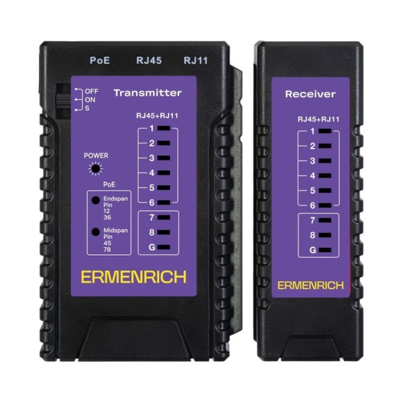 Кабельный тестер Ermenrich NetGeeks NP10, фиолетовый 85300