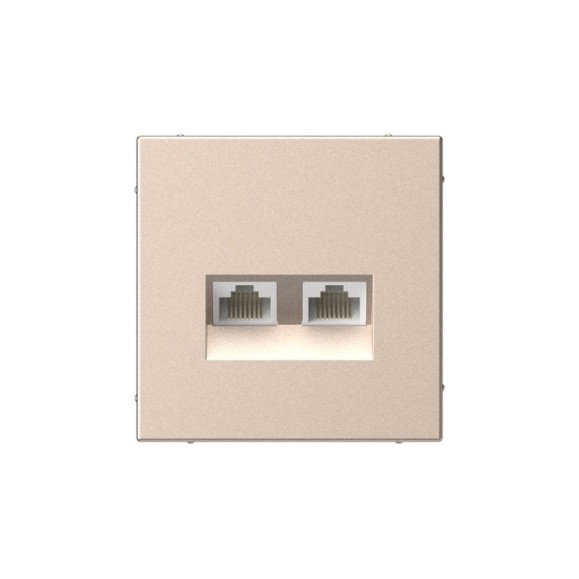 Розетка двойная компьютерная Systeme Electric ARTGALLERY RJ45+RJ45, кат. 5е, механизм, песочный GAL001285