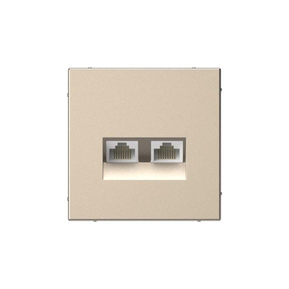 Розетка двойная компьютерная Systeme Electric ARTGALLERY RJ45+RJ45, кат. 5е, механизм, шампань GAL000585