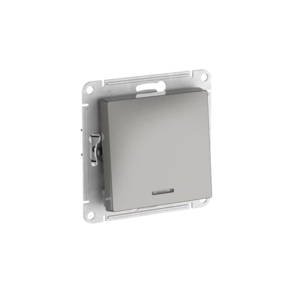Переключатель  1-клавишный с подсветкой Systeme Electric ATLASDESIGN сх.6а, 10АХ, мех., быстрозажим. клем., сталь ATN000963S