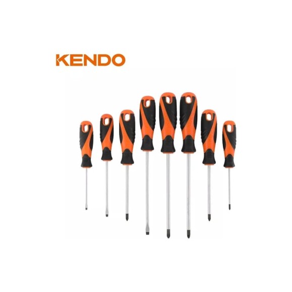 Набор прямых отверток с магнитным наконечником 8 шт. KENDO CrV, PH, SL, PZ 85115 Набор прямых отверток с магнитным наконечником 8 шт. KENDO CrV, PH, SL, PZ 85115