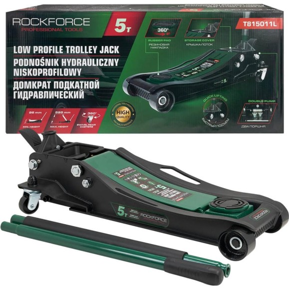 Домкрат подкатной гидравлический Rockforce 5т (h min 96мм, h max 595мм),вес 49,50 RF-T815011L(65574)