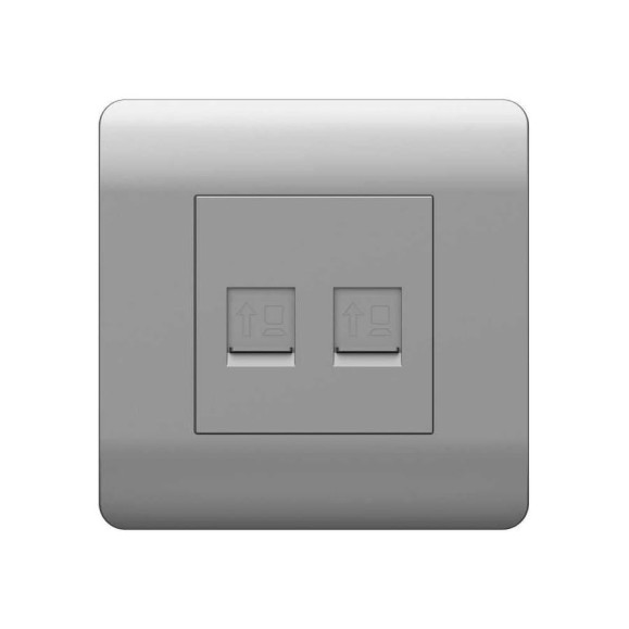 Розетка компьютерная CHINT (NEW3-E) 2хRJ45, серебряный 431456 Розетка компьютерная CHINT (NEW3-E) 2хRJ45, серебряный 431456