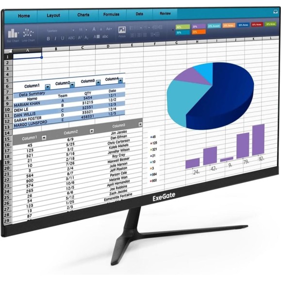 Монитор безрамочный ExeGate 23.8" ProSmart EV2407 VA LED Grade A+, FHD, 1920x1080 75Гц, 16:9, 250cd/m2, 3000:1, 178/178, 5ms, D-Sub, HDMI, Flicker-free 294427