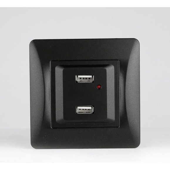 Розетка SPL 2xUSB A, 125-250V (антрацит) 204026