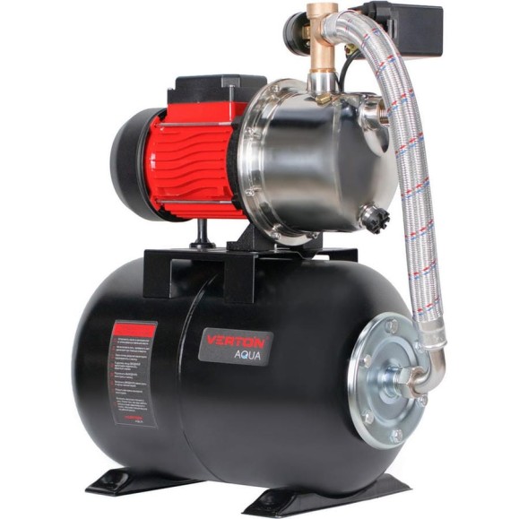 Насосная станция VERTON AQUA PS1400S/24 (1400Вт, 66л/мин, 24л, гл. 9м, h 56м, вых. 1/32, 3 бар) 01.13297.22781